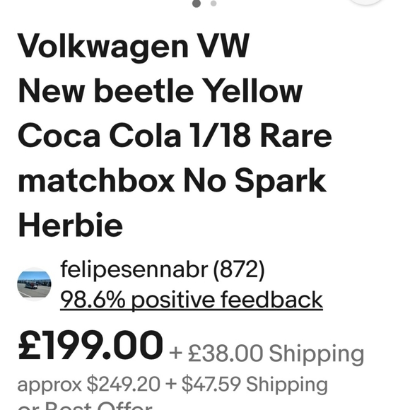 Collector Coca cola yellow matchbox beetle - Picture 6 of 7